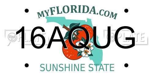 16AQUG Florida License Plate