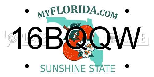 16BQQW Florida License Plate