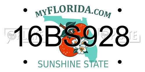 16BS928 Florida License Plate