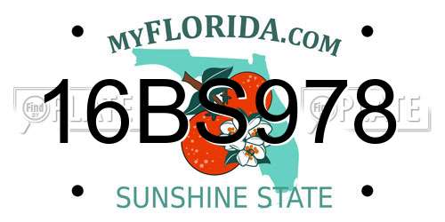 16BS978 Florida License Plate