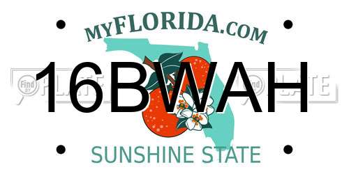 16BWAH Florida License Plate