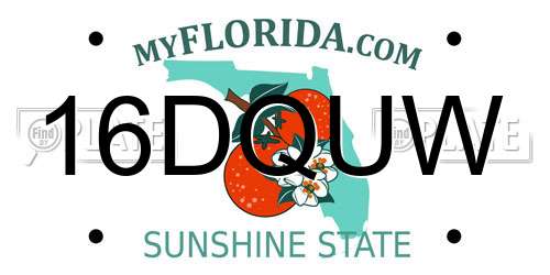 16DQUW Florida License Plate