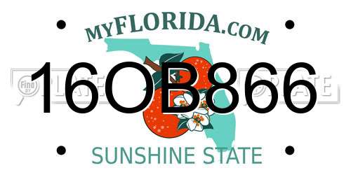 16OB866 Florida License Plate