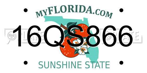 16QS866 Florida License Plate