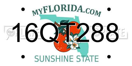 16QT288 Florida License Plate