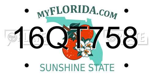 16QT758 Florida License Plate