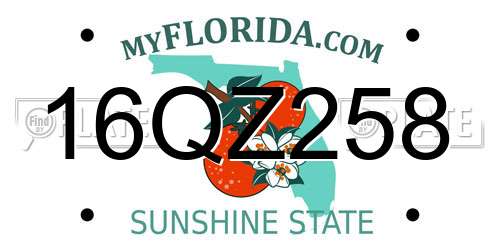 16QZ258 Florida License Plate