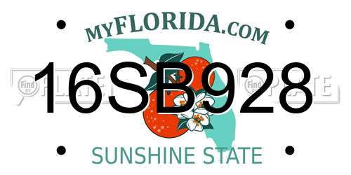 16SB928 Florida License Plate