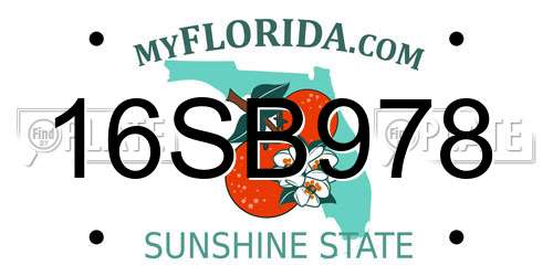 16SB978 Florida License Plate