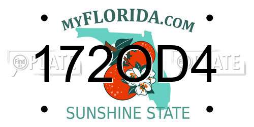 172OD4 Florida License Plate