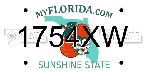 1754XW Florida License Plate