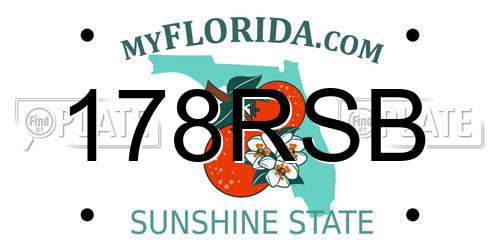 178RSB Florida License Plate