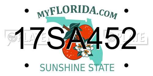 17SA452 Florida License Plate