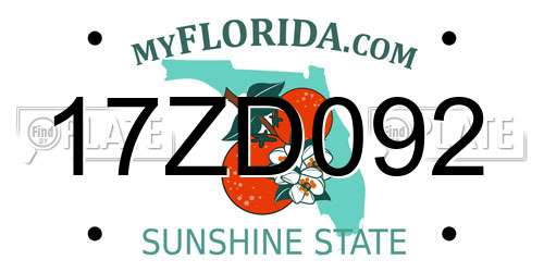 17ZD092 Florida License Plate