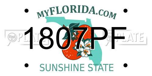 1807PF Florida License Plate