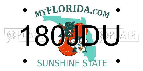 180JDU Florida License Plate