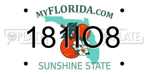 181IO8 Florida License Plate