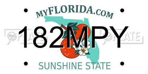 182MPY Florida License Plate