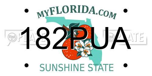 182PUA Florida License Plate