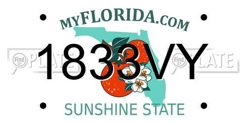 1833VY Florida License Plate
