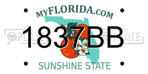 1837BB Florida License Plate