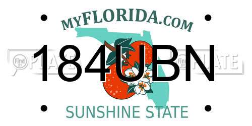 184UBN Florida License Plate