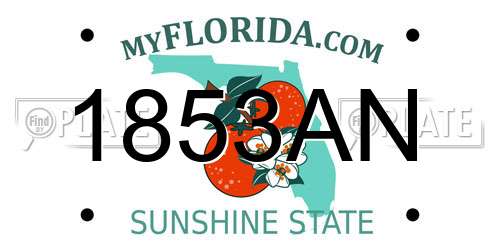 1853AN Florida License Plate