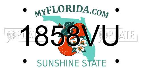 1858VU Florida License Plate