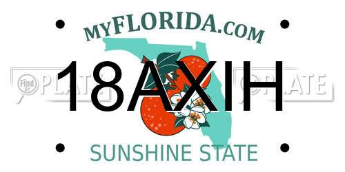18AXIH Florida License Plate