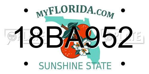18BA952 Florida License Plate