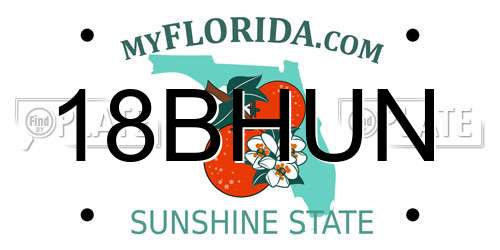 18BHUN Florida License Plate