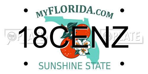 18CENZ Florida License Plate