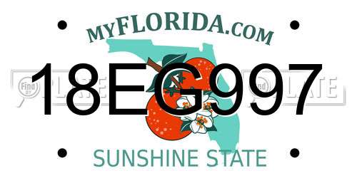 18EG997 Florida License Plate