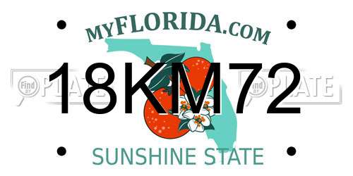 18KM72 Florida License Plate