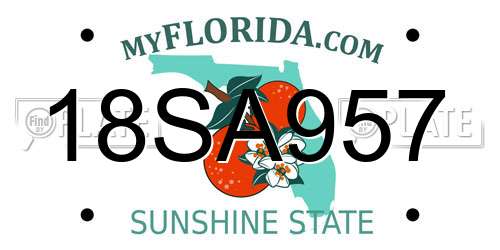 18SA957 Florida License Plate