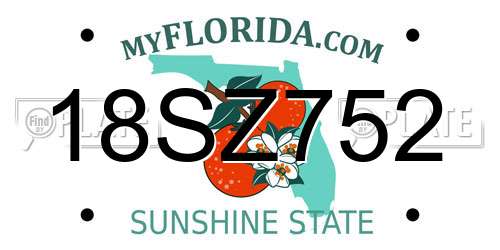 18SZ752 Florida License Plate