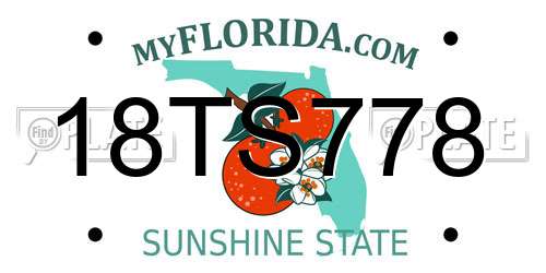 18TS778 Florida License Plate