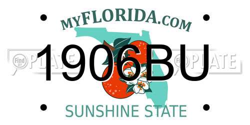 1906BU Florida License Plate