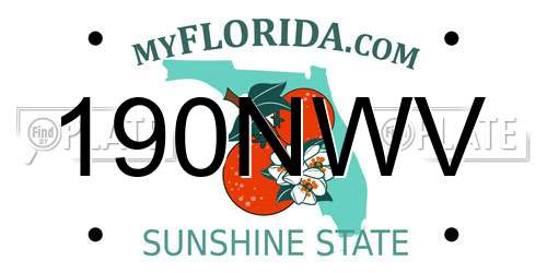 190NWV Florida License Plate