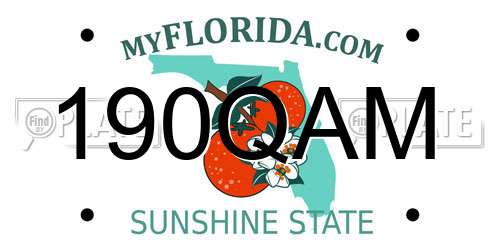 190QAM Florida License Plate