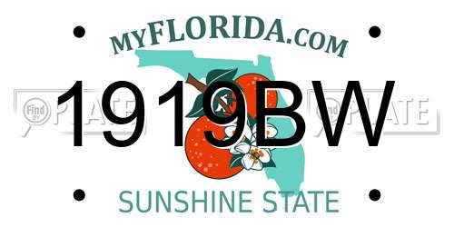 1919BW Florida License Plate