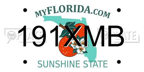 191XMB Florida License Plate
