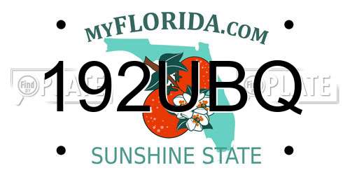 192UBQ Florida License Plate