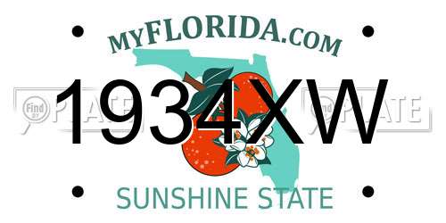 1934XW Florida License Plate