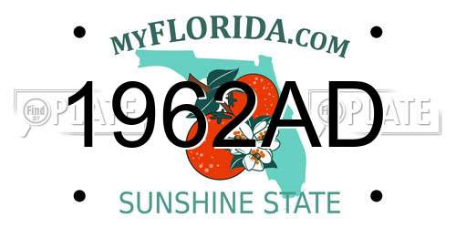 1962AD Florida License Plate