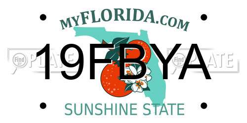19FBYA Florida License Plate
