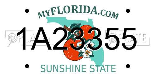 1A23355 Florida License Plate