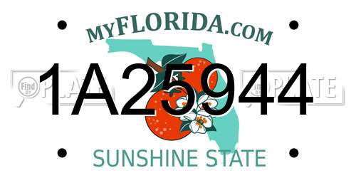 1A25944 Florida License Plate