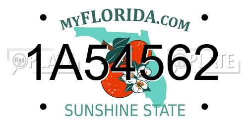 1A54562 Florida License Plate
