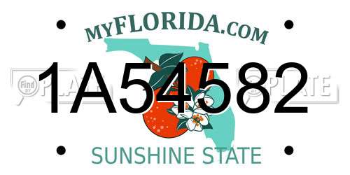 1A54582 Florida License Plate